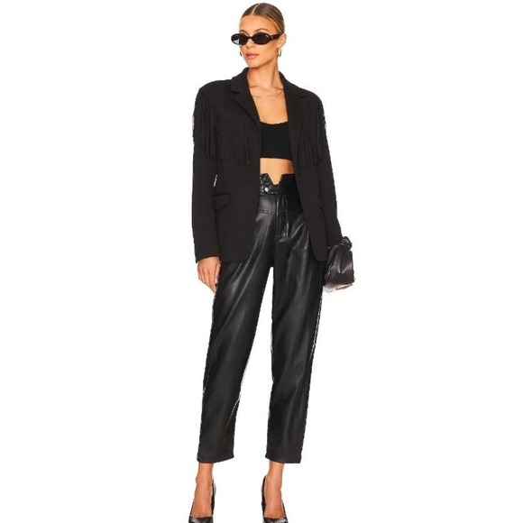 Blank NYC Women's High Waisted Leather Suspicious Mind Pants Size 25 Black NWT - Picture 1 of 12